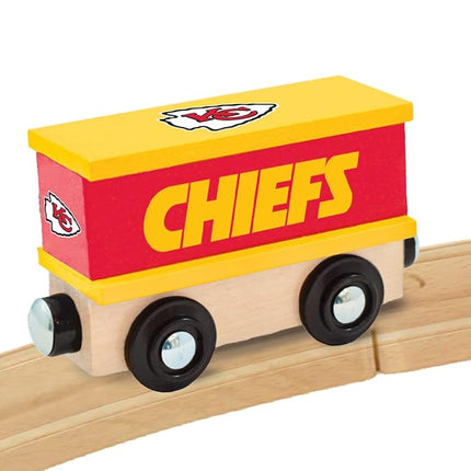 MasterPieces NFL Kansas City Chiefs Vagón de tren de juguete de madera real, 16.5 cm x 14 cm x 5 cm