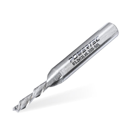 POWERTEC Down Cut 1/8" Spiral Router Bit w/ 5/32" 