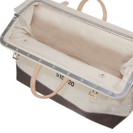 Klein Tools 5102-20 Heavy Duty Natural Canvas Tool Bag, Tool Tote, Multi-Purpose Bag with Wide Hinged Opening and Leather Handles, 20-Inch