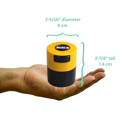 TIGHTPAC MINIVAC - 10g to 30 Grams Airtight Multi-Use Vacuum Seal Portable Storage Container for Dry Goods, Food, and Herbs - Yellow Cap & Black Body