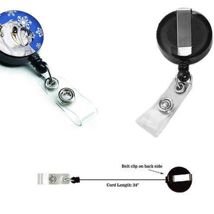 Caroline's Treasures Bulldog English Winter Snowflakes Holiday Retractable Badge Reel, Multicolor (LH9274BR)