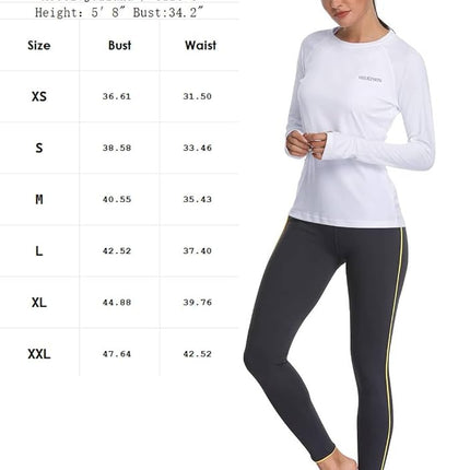 HISKYWIN Women's UPF 50+ Sun Protection Long Sleeve Outdoor Sports T-Shirt Athletic Top HF103-White-S