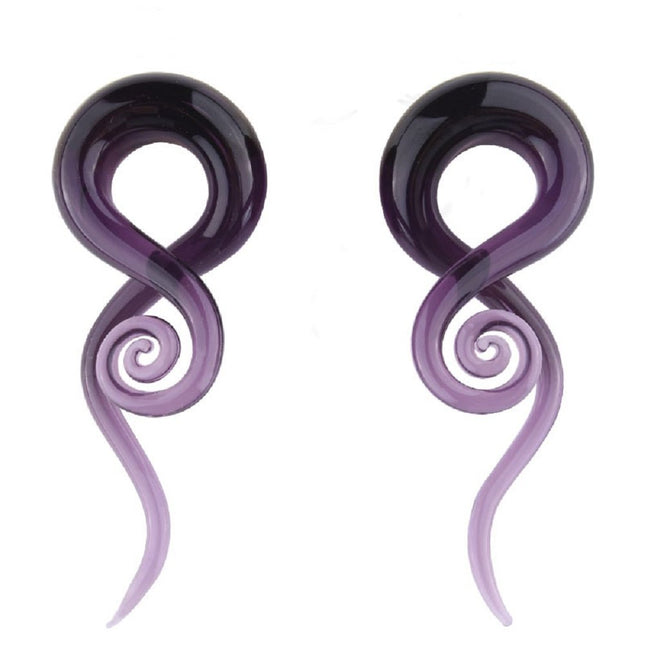 2Pcs Purple Ear Glass Spiral Tapers Plugs Tunnels 