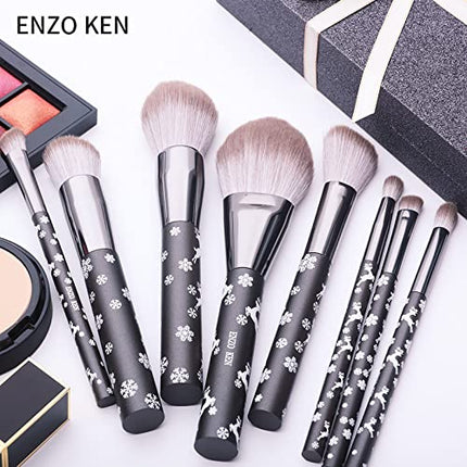 ENZO KEN Natural Goat Hair Makeup Brush Set Professional, Snowflake Cosmetic Brushes Makeup Set, Natural Makeup Brushes, Natural Bristle Makeup Brushes, Natural Hair Makeup Brushes Set Professional.