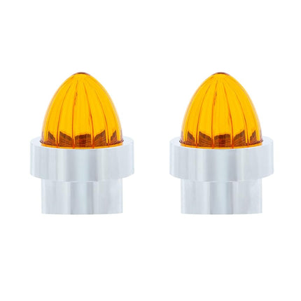 United Pacific 86069 Chrome Top Base with Plastic Watermelon Lens - Amber, 2 Pack