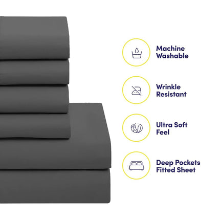 Sweet Home Collection Ultra Soft Down Alternative Set & Luxurious Bed Sheets, Polyester, Gray, Twin