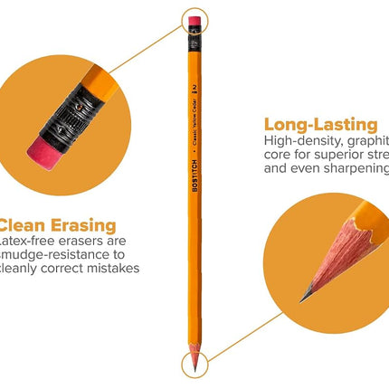 Bostitch Office Premium Pencils #2, Pre-Sharpened, American Cedar Wood, HB Graphite, Bulk 72-Pack