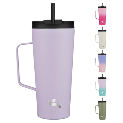 Konokyo Insulated Tumbler with Handle and Straw, 22 OZ Travel Coffee Mug Stainless Steel Cup Metal Water Bottle,Taro
