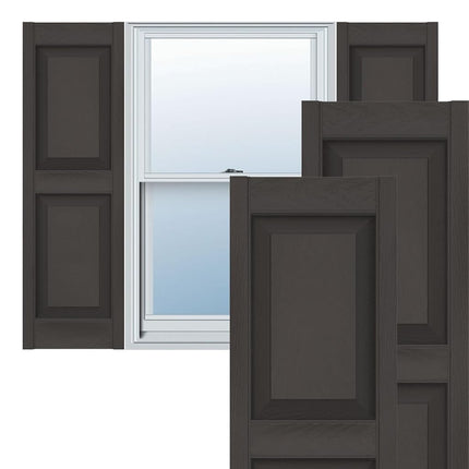 Ekena Millwork Lifetime Vinyl LP2S12X03900TG Standard Two Equal Panel Vinyls, Raised Panel Vinyl Shutters, w/Installation Shutter-Lok's & Matching Screws (Per Pair), 12'W x 39'H, Tuxedo Grey