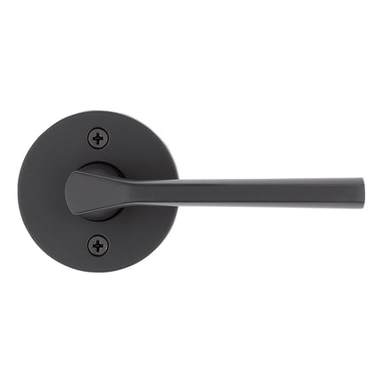Kwikset Lisbon Dummy Door Handle, Round Single Sided Lever for Closets, French Double Doors, and Pantry, Matte Black Non-Turning Reversible Interior Push/Pull Lever, with Microban Protection