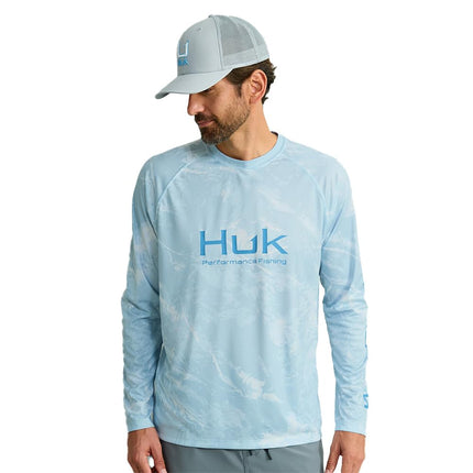 HUK Men's Standard Pursuit Pattern Crew Sleeve, Pe