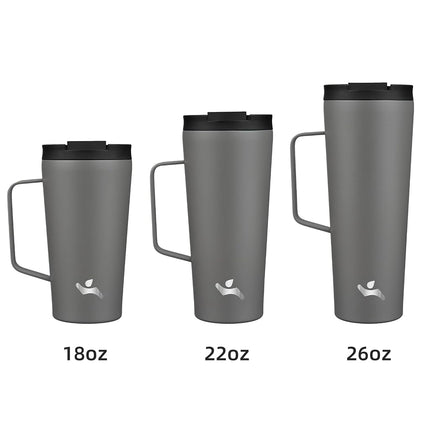 Konokyo 18 oz Insulated Tumbler with Handle & Straw, Stainless Steel Mug