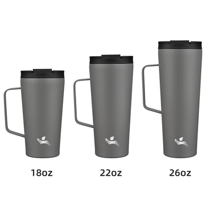 Konokyo Insulated Tumbler with Handle and Straw, 22 OZ Travel Coffee Mug Stainless Steel Cup Metal Water Bottle,Grey