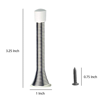 KISEER 16 Pack Spring Door Stops 3 1/4 Inch Flexible Heavy Duty Spring Door Stopper with RustProof Screw Rubber Bumper Tips (Satin Nickel)