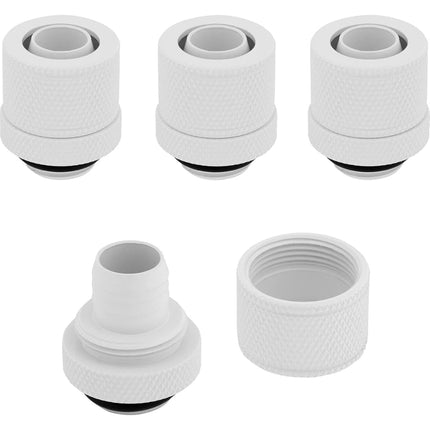 Corsair Hydro X Series XF Compression 10/13 mm (3/8 Inch or 1/2 Inch) ID/OD Fittings, Four Pack (G1/4 Inch BSPP Port Threads, Solid Brass Durability, Compatible with Additional Hydro X Adapters) White