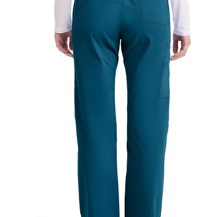 Dickies Women's Signature Mid Rise Drawstring Scrubs Cargo Pant, Caribbean Blue, Small Petite, Caribbean Blue, S Petite