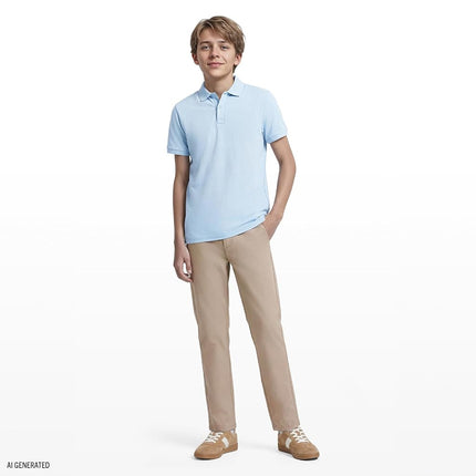 IZOD Boys' School Uniform Short Sleeve Pique Polo, Light Blue, 10-12