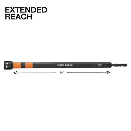 Klein Tools 10916PNDC 9/16-Inch Power Nut Driver, Magnetic Color-Coded Power Nut Driver, Impact-Rated with 10-Inch Extended Reach