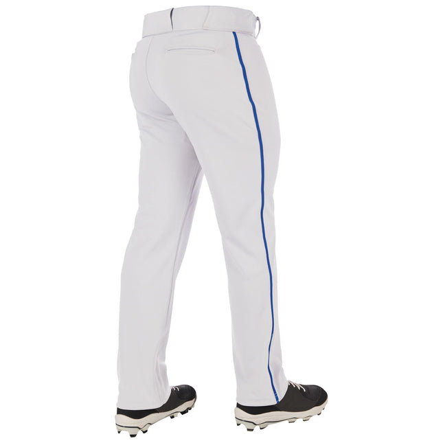 Pantalones de béisbol CHAMPRO Triple Crown 2.0 Open Bottom para niños con trenza, blanco, azul real