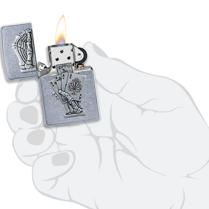 Zippo Dead Mans Hand Emblem Design Pocket Lighter