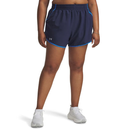 Under Armour Pantalones Cortos Fly by para Mujer, (403) Azul Marino Lavado/Azul Atlántida/Reflectante, 2X