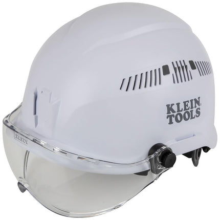 Klein Tools VISORCLR Clear Visor for Hard Hat and Safety Helmet, Low Profile, Impact Rated, Anti Fog, Scratch Resistant, Flip-Up, UV Protection