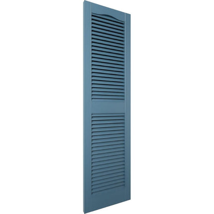 Mid America 00011467036 Standard Size Cathedral Top Center Mullion, Open Louver Shutter (Per Pair), 14 1/2"W x 67"H, Classic Blue