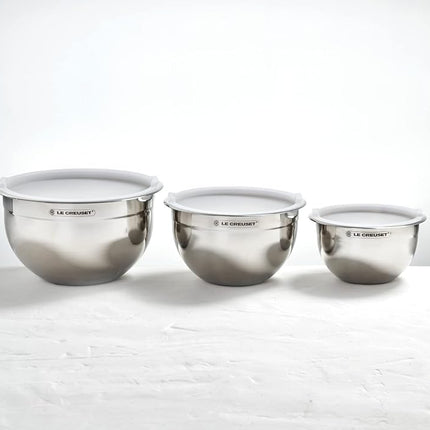 Le Creuset 3-piece Stainless Steel Mixing Bowl Set with lid, 41901000010000