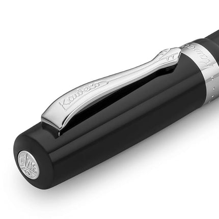 Kaweco STUDENT Black Fountain Pen I Premium Acrylic Fountain Pen for Ink Cartridges I Nostalgic Fountain Pen in Black with Silver Details I Student Pen 16 cm I Nib: M (Medium)