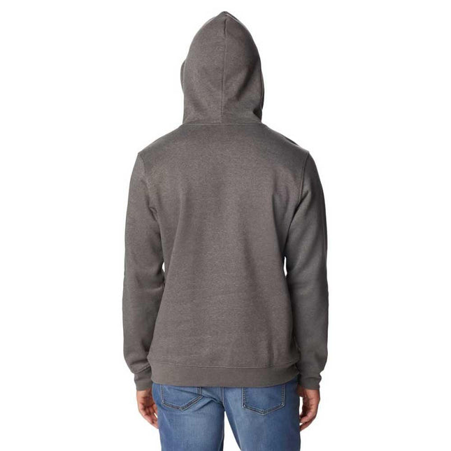 Sudadera con capucha Columbia Trek para hombre, color carbón jaspeado/logo de gema en caja hinchada, talla M