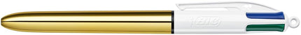 BIC 4 Colours Shine Ballpoint Pens Medium Point (1.0 mm) - Metallic Gold Barrel, Box of 12