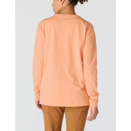 Carhartt Women's Loose Fit Heavyweight Long-Sleeve Logo Sleeve Graphic T-Shirt, Coral Reef, 2X