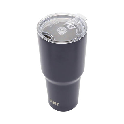 BUILT Double Walled Stainless Steel Tumbler Set with Replacement Lid, 2 Reusable Tritan Wire Straw Cleaning Brush in Gift Box, 30 Ounce, Inkwell