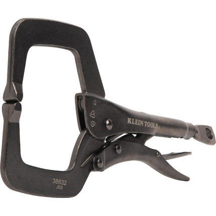Klein Tools 38632 C-Clamp Locking Pliers with Standard Jaws, Intuitive Thumb Knob, Adjustable Clamp for Home, Shop, Woodworking, 11-Inch