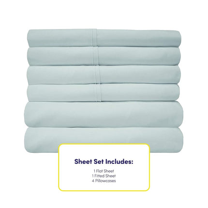 Juego de sábanas Sweet Home Collection de 6 piezas, 1500 hilos, microfibra fina, bolsillo profundo, fundas de almohada adicionales, excelente relación calidad-precio, tamaño matrimonial, azul porcelana