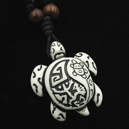 Scddboy Hawaiian Sea Turtle Pendant Necklace for Women Men - Adjustable Cord Surfer Necklace, 1.2 inches x 1.7 inches, Resin, No Gemstone