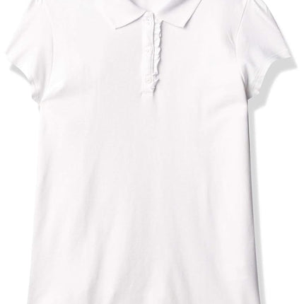 Polo à manches courtes avec volants et patte de boutonnage The Children's Place pour grande fille, blanc, XL (14P)