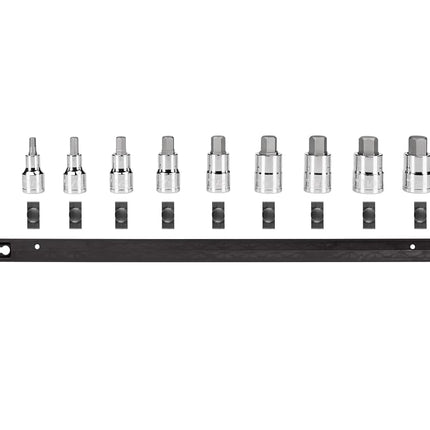 TEKTON 1/2 Inch Drive Hex Bit Socket Set with Rail, 9-Piece (1/4-3/4 in.) | SHB92109