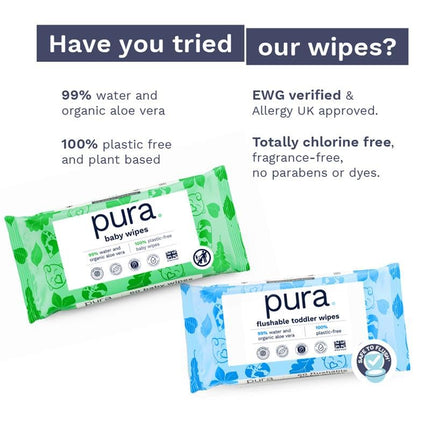 Pura Hypoallergenic Diaper Pants Size 7 (37+ lbs) Overnight, up to 12 Hours Leak Protection, Suitable for Sensitive Skin, Totally Chlorine Free, Soft Organic Cotton, 1 Pack of 17 Pull Up Pants