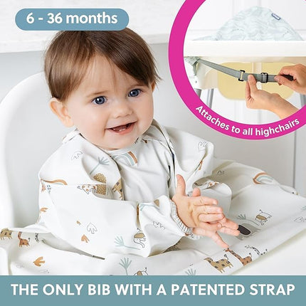BIBaDO Long Sleeve Waterproof Baby Bib, Serengeti & Dino Roar