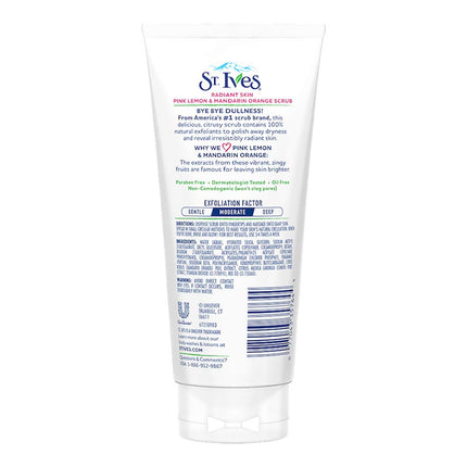 ST IVES 170g RADIANT SKIN SCRUB PINK LEMON AND MANDARIN