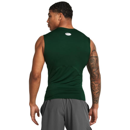 Under Armour HeatGear Men's Sleeveless Compression T-Shirt, (301) Forest Green/White, XXL