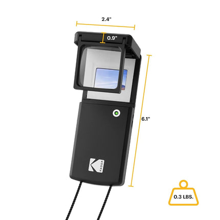 KODAK Magnifying Lighted Slide Viewer, Compact Portable 1.8X LED Backlight for Vintage 35mm Film Slides, Battery Operated, Neck Lanyard Included