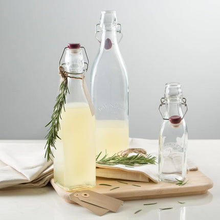 Kilner Square Glass Clip Top Bottle, 0.25 L Transparent