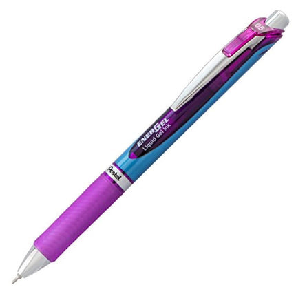 Pentel EnerGel Deluxe RTX Retractable Liquid Gel Pen, 0.5mm, Fine Line, Needle Tip, Violet Ink, 2 Pack (BLN75BP2V)
