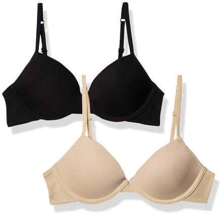 Hanes Girls' Molded Underwire Bra (Pack of 2), Bla