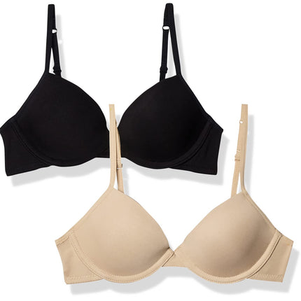 Hanes Girls' Molded Underwire Bra (Pack of 2), Bla