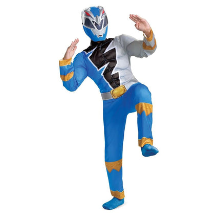Disguise Official Blue Power Rangers Costume Kids, Muscle Power Rangers Fancy Dress Up Outfit for Children World Book Day Costumes for Boys Small