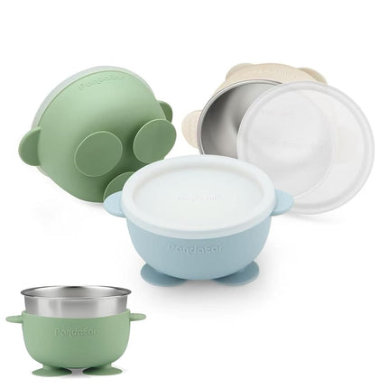 PandaEar 3 Stainless Steel Baby Bowls with Suction
