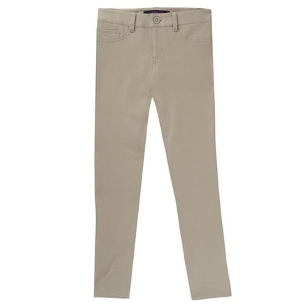French Toast Girls' Stretch Skinny 5 Pocket Knit Pant, Khaki, 14 Plus